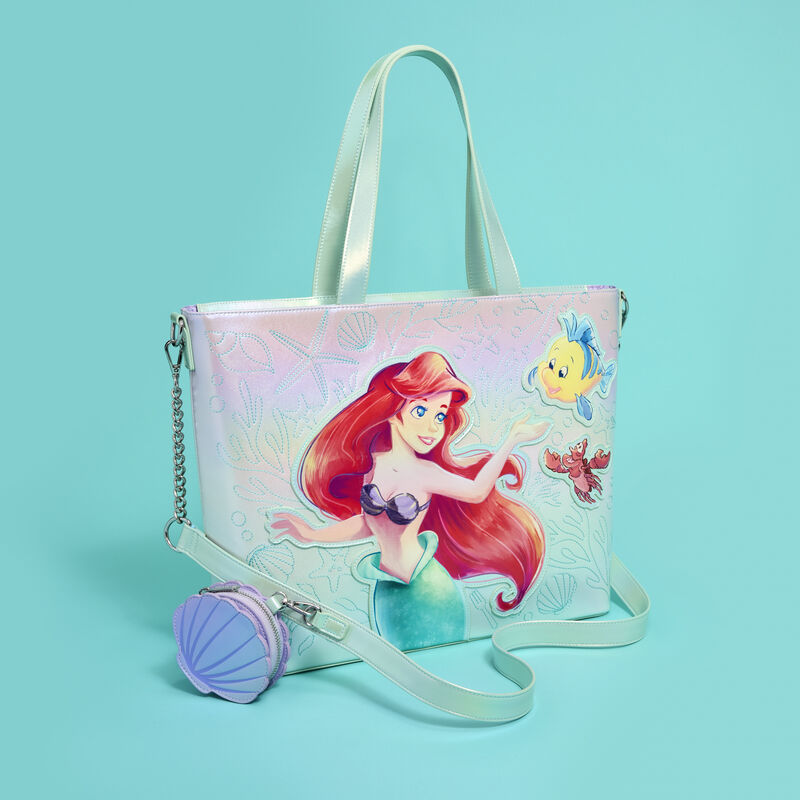 The Little Mermaid Ariel, Flounder, & Sebastian Tote Bag with Coin Bag, , hi-res view 3